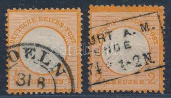 Deutsches Reich 1872 Forgalmi sor Mi 14-15 (Mi EUR 315.-) (Mi 15 papírelvékonyodás / thin paper)