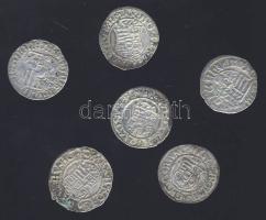 Kis középkori dénár tétel 6db Ag az 1560-70-es évekből T:3-,4