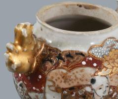 cca 1900 Japán satsuma edény, jelzés nélkül, sérüléssel, m: 8 cm