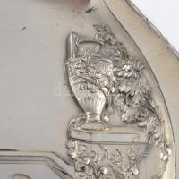 cca 1910 WMF szecessziós ezüstözött tálca, jelzett, kopással, 22x29 cm