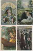 79 db RÉGI motívum képeslap: szerelmespárok, hölgyek, üdvözlőlapok, közte 1 titkosírással írt és kevés modern / 79 pre-1945 motive postcards: love couples, ladies, greeting cards, including 1 with cryptography and a few modern ones
