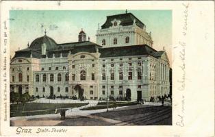 1900 Graz (Steiermark), Stadt-Theater. Kunstanstalt Karl Braun &amp; Co. / theatre, with golden windows