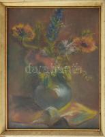 Jelzés nélkül: Csendélet. Pasztell, papír. Üvegezett fakeretben. 38×30 cm