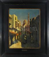 G. Rovello jelzéssel, 1920-1940 körül: Arab utca. Olaj, vászon. Hátoldalán Róna Miklós Képszalon (Bp...