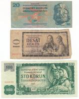 Csehszlovákia 1960. 10K + 1961. 100K + 1970. 20K T:F-VG Czechoslovakia 1960. 10 Korun + 1961. 100 Korun + 1970. 20 Korun C:F-VG Krause P#88e, P#1, P#92c
