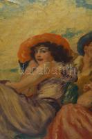 Prihoda István (1891-1965): Zenélő társaság. Olaj, vászon. Jelzett. Hátoldalán Róna Miklós Képszalon...