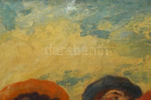 Prihoda István (1891-1965): Zenélő társaság. Olaj, vászon. Jelzett. Hátoldalán Róna Miklós Képszalon...