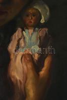 Rezes Molnár Lajos (1896-1989): Lány babával. Olaj, vászon, jelzett. Hátoldalán Róna Miklós Képszalo...