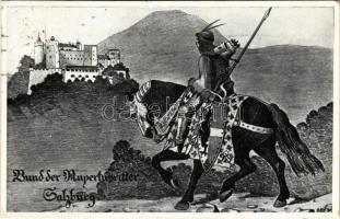 1929 Salzburg, Bund der Rupertusritter. J. Huttegger / knight, castle (EK)