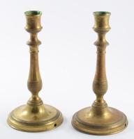 cca 1880 Bronz gyertyatartó pár, m:21 cm