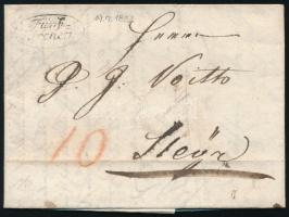 1832 Levél 10kr portóval "Fünfkirchen" - Steyr