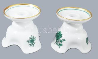 Augarten Wien porcelán tálca 22,5x16,5 cm + 2 darab gyertyatartó, m: 6 cm, jelzett