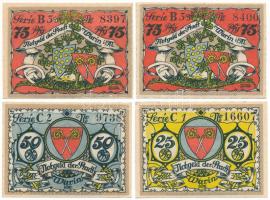 Német Birodalom / Weimari Köztársaság / Warin 1922. 25pf + 50pf + 75pf (2x) közeli sorszámúak "...