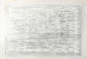 Gyarmathy Tihamér (1915-2005): Hullámok (cím nélkül), 1961. Ceruza, papír, jelezve jobbra lent, Hátoldalán R 61/48 életmű katalógusszámmal. Sérült. 59,5×84 cm.