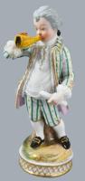 Antik német porcelán figura, jelzéssel, restaurált, m: 14 cm