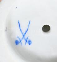 Antik német porcelán figura, jelzéssel, restaurált, m: 14 cm