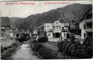 1923 Berneck im Fichtelgebirge, An der Ölschnitz mit Hotel Bube / hotel (EK)