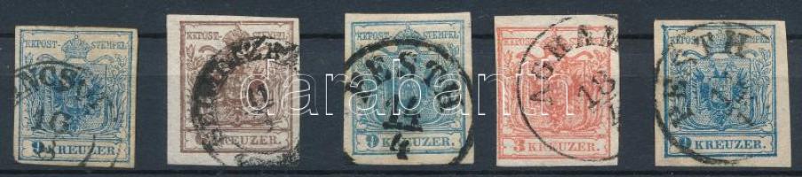 1850 5 db bélyeg kézi papíron általában nagy vízjellel