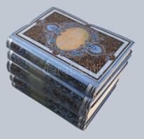 Kölcsey Ferencz minden munkái. Harmadik, bővített kiadás. 3-10. köt. (5 kötetbe kötve) Bp. 1886-1887. Franklin. Egységes, dúsan aranyozott, festett kiadói egészvászon díszkötésben. A 7-8. kötet kötéstáblája elvált a borítótól, az összes többi kötet szép állapotban