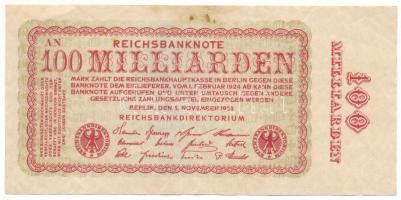 Német Birodalom / Weimari Köztársaság / Berlin 1923. 100.000.000.000M T:F German Empire / Weimar Republic / Berlin 1923. 100.000.000.000 Mark C:F