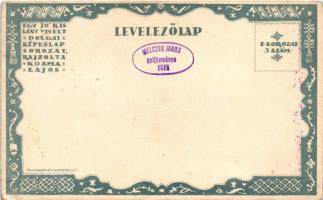 Kocsikázás. Egy jó kislány viselt dolgai I. sorozat 3. szám. Radó / Hungarian art postcard s: Kozma ...