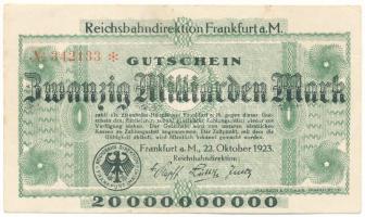 Német Birodalom /Weimari Köztársaság/Frankfurt Am Main 20.000.000.000M T:F szép papír German Empire /Weimar Republic/Frankfurt Am Main 20.000.000.000 Mark C:F fine paper