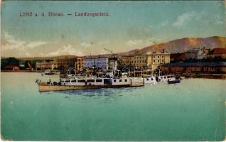 Linz a. Donau, Landungsplatz / port, steamship (EB)