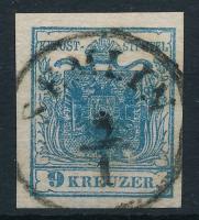 1850 9kr HP II lemezhibás bélyeg kiemelt középrésszel "SEMLIN"