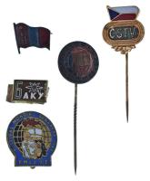 5xklf jelvénytétel, közte 1949. "Világifjúsági Találkozó" zománcozott bronz jelvény + Mongólia zománcozott zászló jelvény T:AU,XF