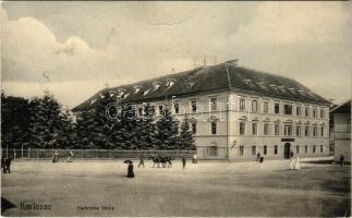 1909 Károlyváros, Karlovac; Kadetska skola / Cs. és kir. hadapródiskola. L. Reich kiadása / K.u.K. military cadet school (fa)