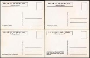 4 db a vietnámi háború jeleneteit ábrázoló fotólap, a hátoldalon Amerika-ellenes feliratokkal (&quot...