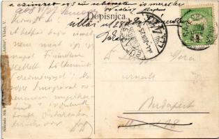 1908 Karlobag, Carlopago; utca, Nikola Bacic üzlete / street view, shop (ragasztónyom / glue marks)