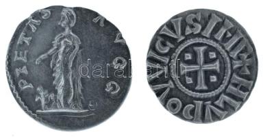Római Birodalom 98-117 / Iulia Augusta "PIETAS AVGG" Denarius ezüstözött fém replika kapsz...