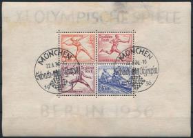 Deutsches Reich 1936 Olimpia München blokkpár sakk Olimpia alkalmi bélyegzéssel (egyik blokk előolda...