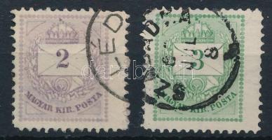 1881 2kr és 3kr durva elfogazással