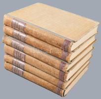 Bajza József összegyűjtött munkái I-VI. köt. Életrajzi bevezetéssel és jegyzetekkel sajtó alá rendezte: Badics Ferencz. I. köt.: Életrajz, könyvészet, költemények, jegyzetek. II. köt.: Eredeti regék és elbeszélések. III. köt.: Kisebb történeti írások. IV. köt.: Széptani és kritikai írások. V. köt.: Dramaturgiai írások és jegyzetek. VI. köt.: Bajza József levelei Toldy Ferenczhez. Bp., 1901-1899-1900, Franklin, 363 + [5] p.; 476 + [2] p.; 402 p.; 612 p.; 404 p., 487 p. 3. kiadás. Átkötött félvászon-kötések, kopott, foltos borítókkal, sérült gerincekkel.