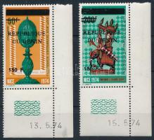 1996 Sakk felülnyomás 2 régebbi ívsarki értéken Mi 741 + 761