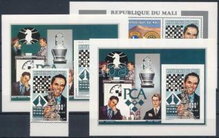 1995 Sakk Mi 1342 fogazott és vágott blokk + 1340-1342 kisív