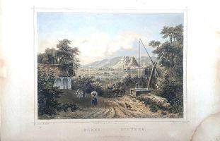 [Látkép] Sümeg acélmetszetű látképe. Ludwig Rohbock (1824-1893) német grafikusművész kézzel színezet...
