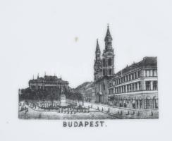 Victoria emléktál Budapest látképpel, jelzett, aranyozott, kis kopással, d: 23 cm