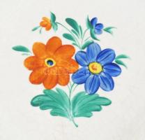 Hardmuth antik virágmintás dísztál, jelzett, erős mázrepedéssel, d: 29 cm