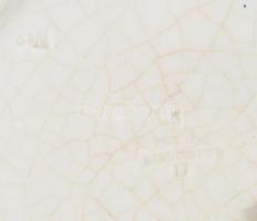 Hardmuth antik virágmintás dísztál, jelzett, erős mázrepedéssel, d: 29 cm