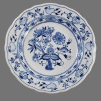 Dubi Bohemia 6 darab hagymamintás mélytányér, jelzett, hibátlan, d: 24 cm