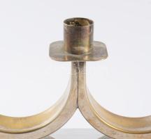 cca 1930 Quist art deco ezüstözött ötágú gyertyatartó, jelzett, kopással, 46x16 cm