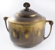 WMF nagyméretű szecessziós réz fedeles edény, cca 1910, jelzett, 40x32 cm