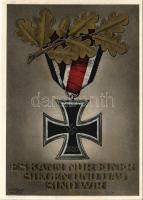 1943 "Es kann nur einer siegen und das sind wir" Adolf Hitler am 8. November 1939 / WWII NSDAP German Nazi Party propaganda postcard, Iron Cross, swastika s: Gottfried Klein + "Wien unser Führer bannt den Bolschewismus" So. Stpl. (ázott / wet damage)