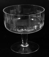 Art deco kristály pezsgős pohár szett, 6 darab, m: 9,5 cm