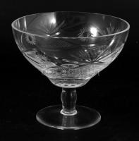 Antik kristály pezsgős pohár garnitúra, 6 darab, hibátlan, m: 9 cm