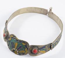 cca 1900 Észak-afrikai zománcozott nyakék, 14x12 cm