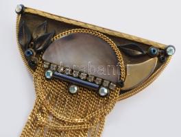 Marena aranyozott bross, jelzett, 8x5 cm